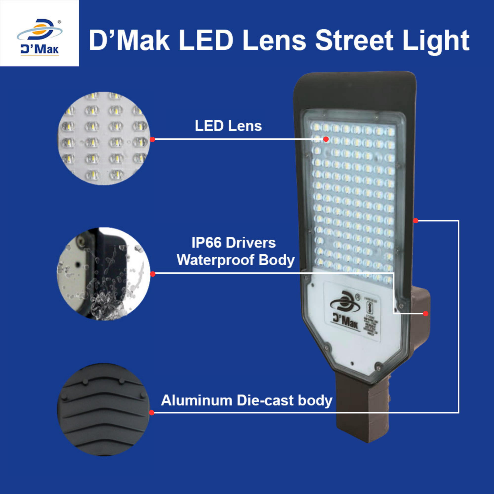 100 Watt LED Street Light With Lens Waterproof IP65 for Outdoor Purposes
