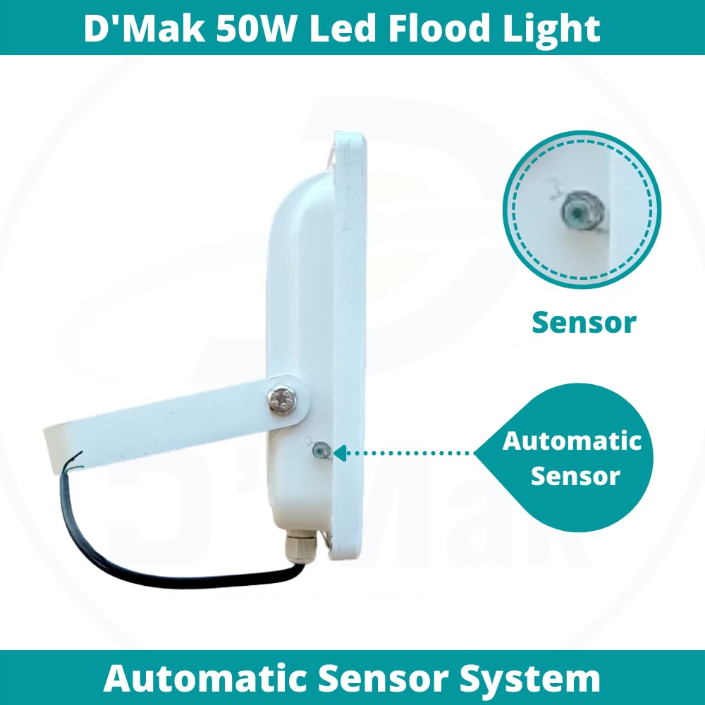 50 Watt Automatic Sensor System LED Down Chawk Flood Light White Body Waterproof IP65 For Outdoor Purposes