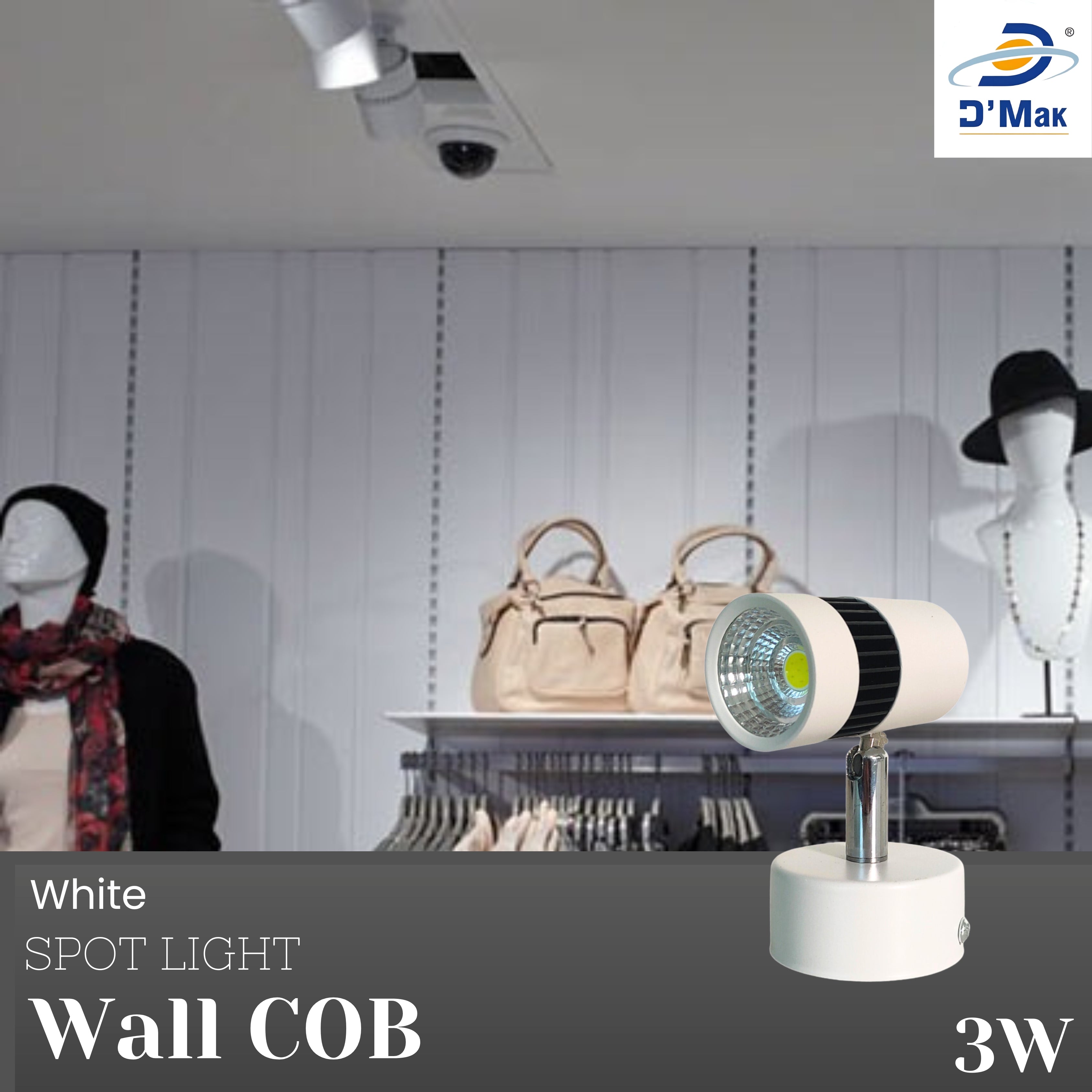 3 Watt Led White Body Wall Light for focusing wall or photo frame