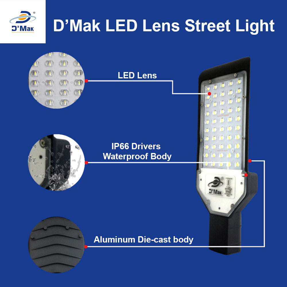50 Watt LED Street Light With Lens Waterproof IP65 for Outdoor Purposes