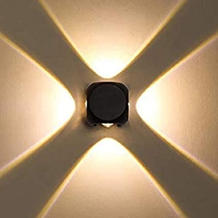 4 Watt 4 Way LED Outdoor Waterproof Exterior Wall Light Fixture Lamp (Warm White) (Up-Down-Left-Right)