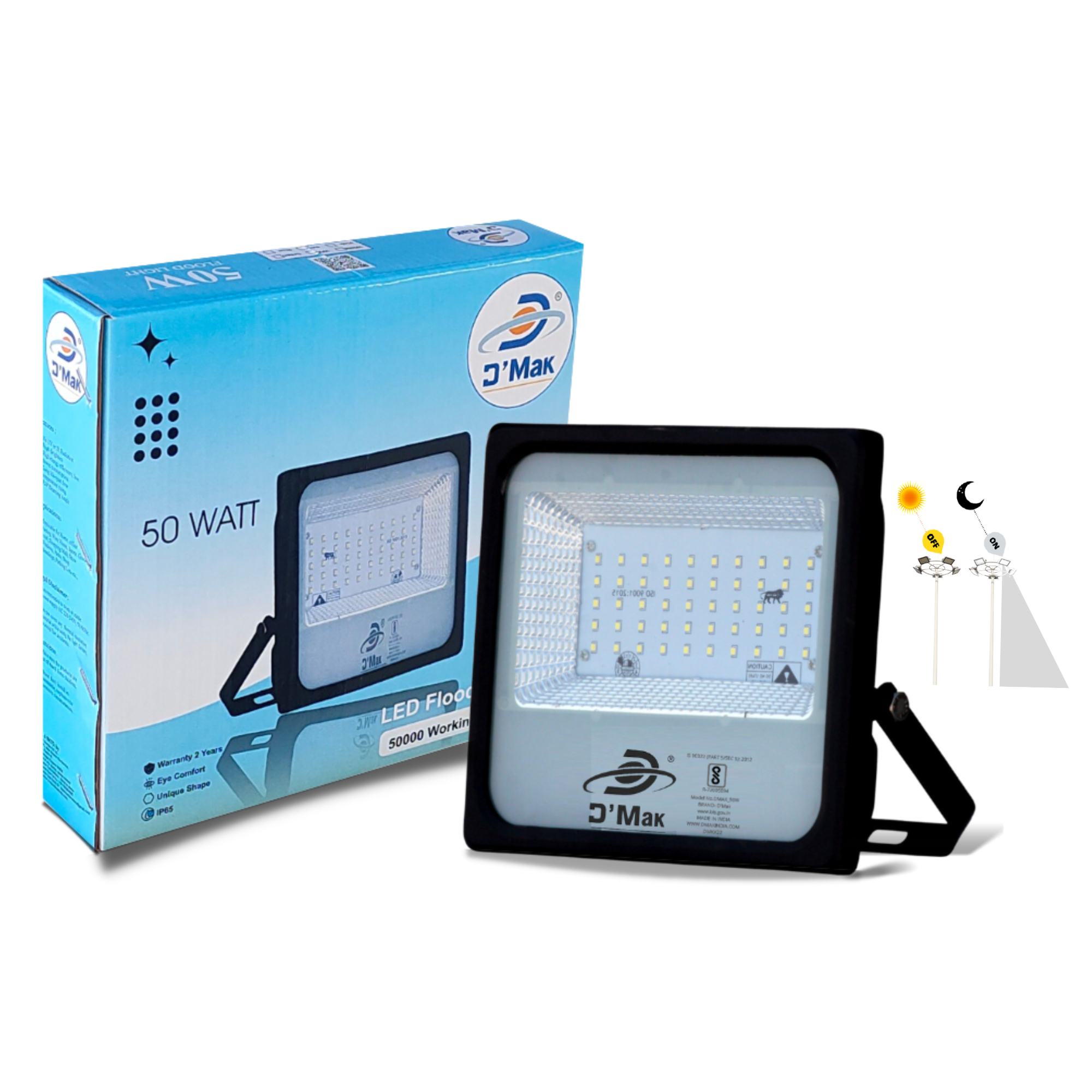 50 Watt Automatic Sensor System LED Down Chawk Flood Light Grey Body Waterproof IP65 For Outdoor Purposes