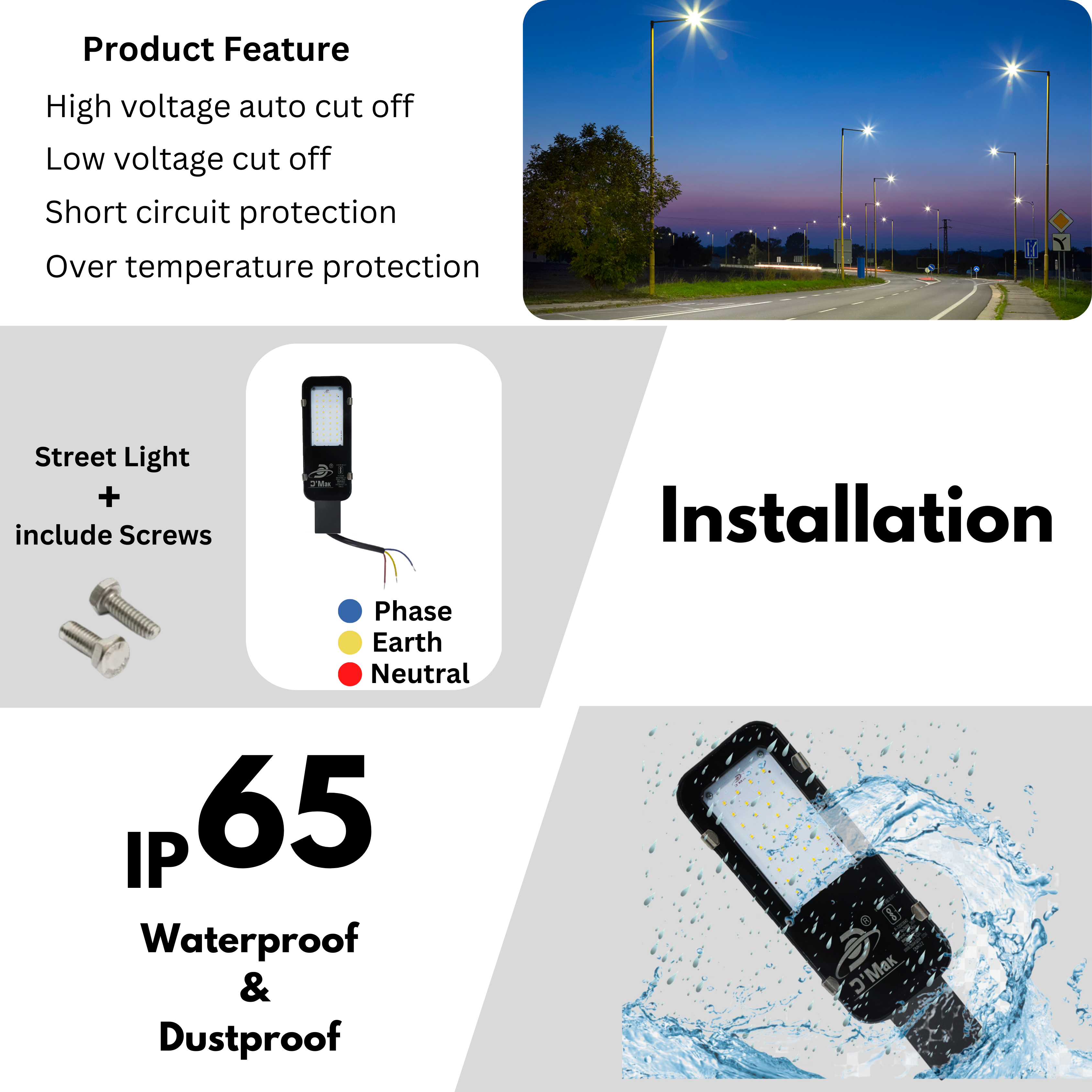 50 Watt LED Street Light Waterproof IP65 for Outdoor Purposes