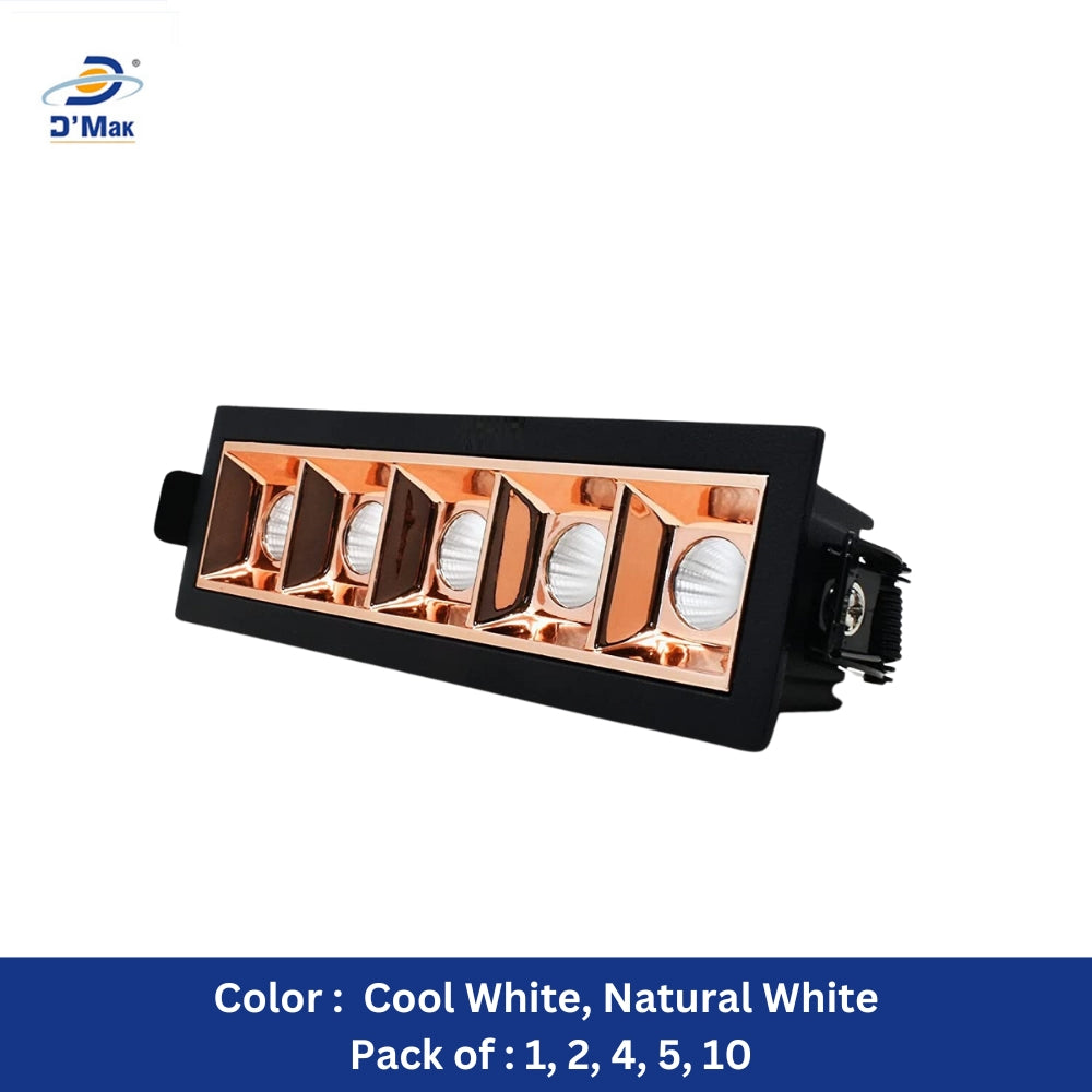 10 Watt LED Black Body With Rose Gold Reflector Linear COB Light for POP / Recessed Lighting