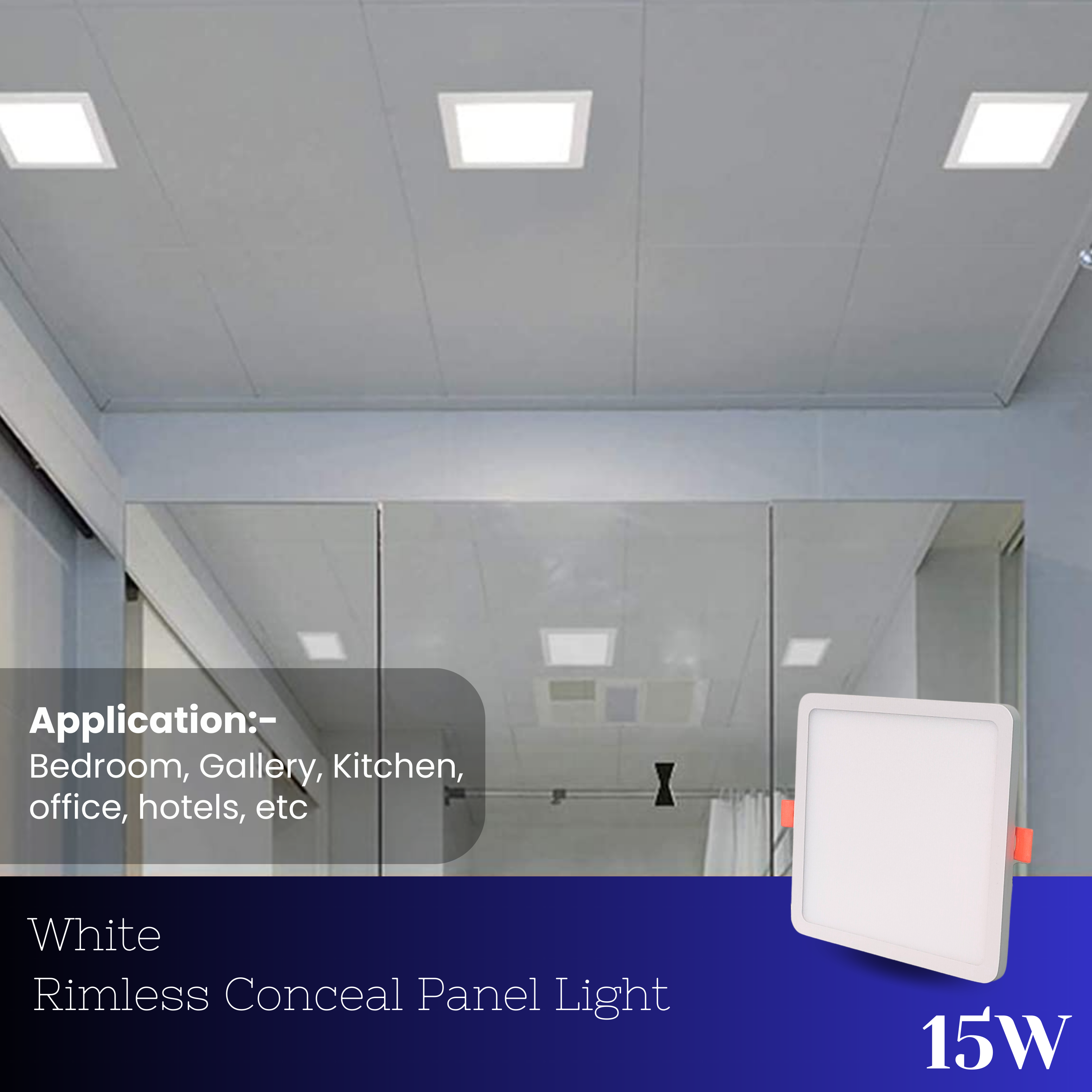 15 Watt Led Rimless Border Conceal Light for POP/ Recessed Lighting