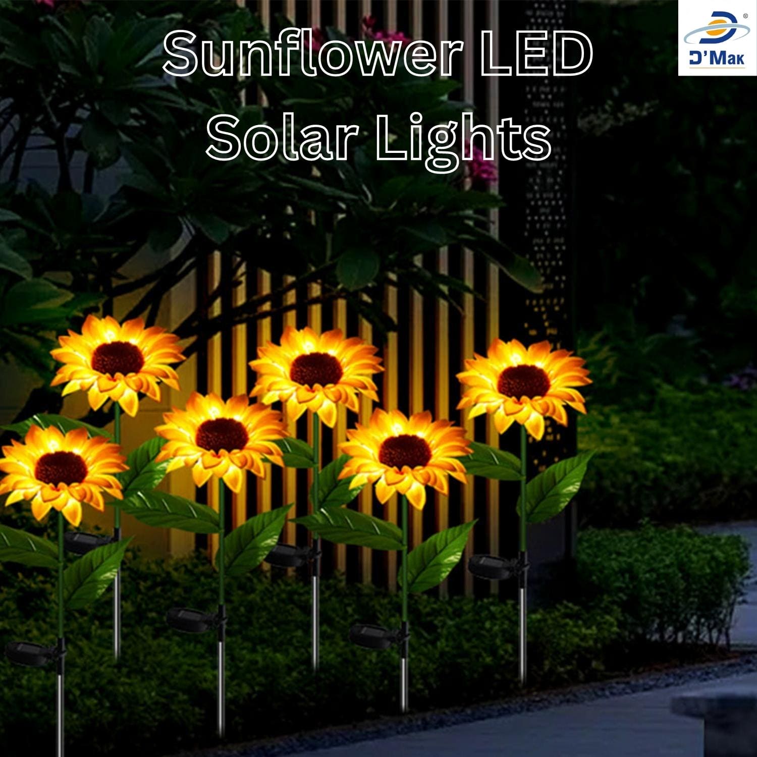 D'Mak Solar Sun Flower Lights for Garden Waterproof LED Warm White Lamp