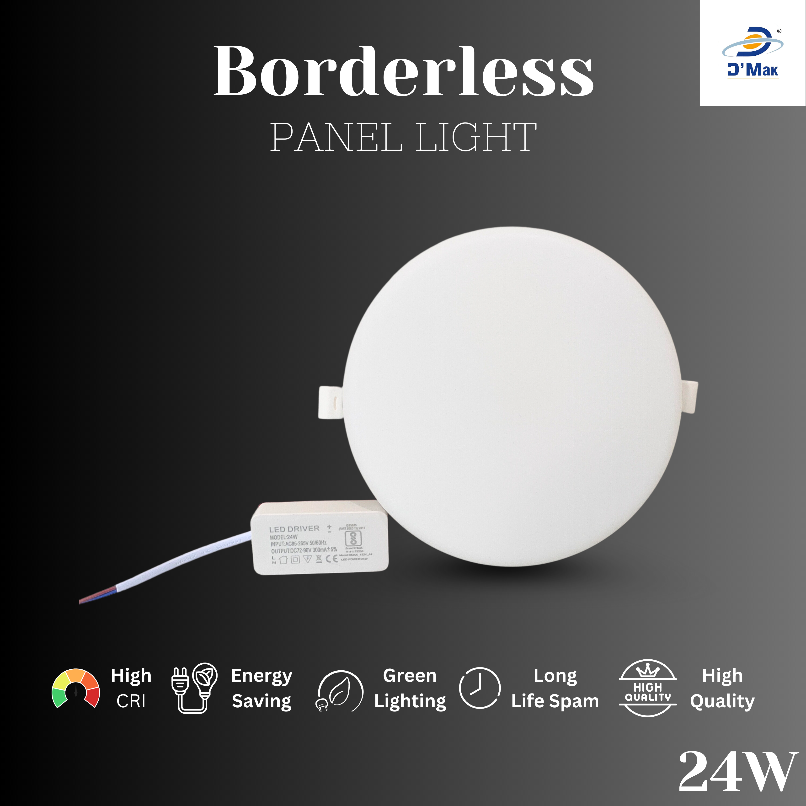 24 Watt  Borderless Conceal Light for POP/ Recessed Lighting in Round Shape with Adjustable base