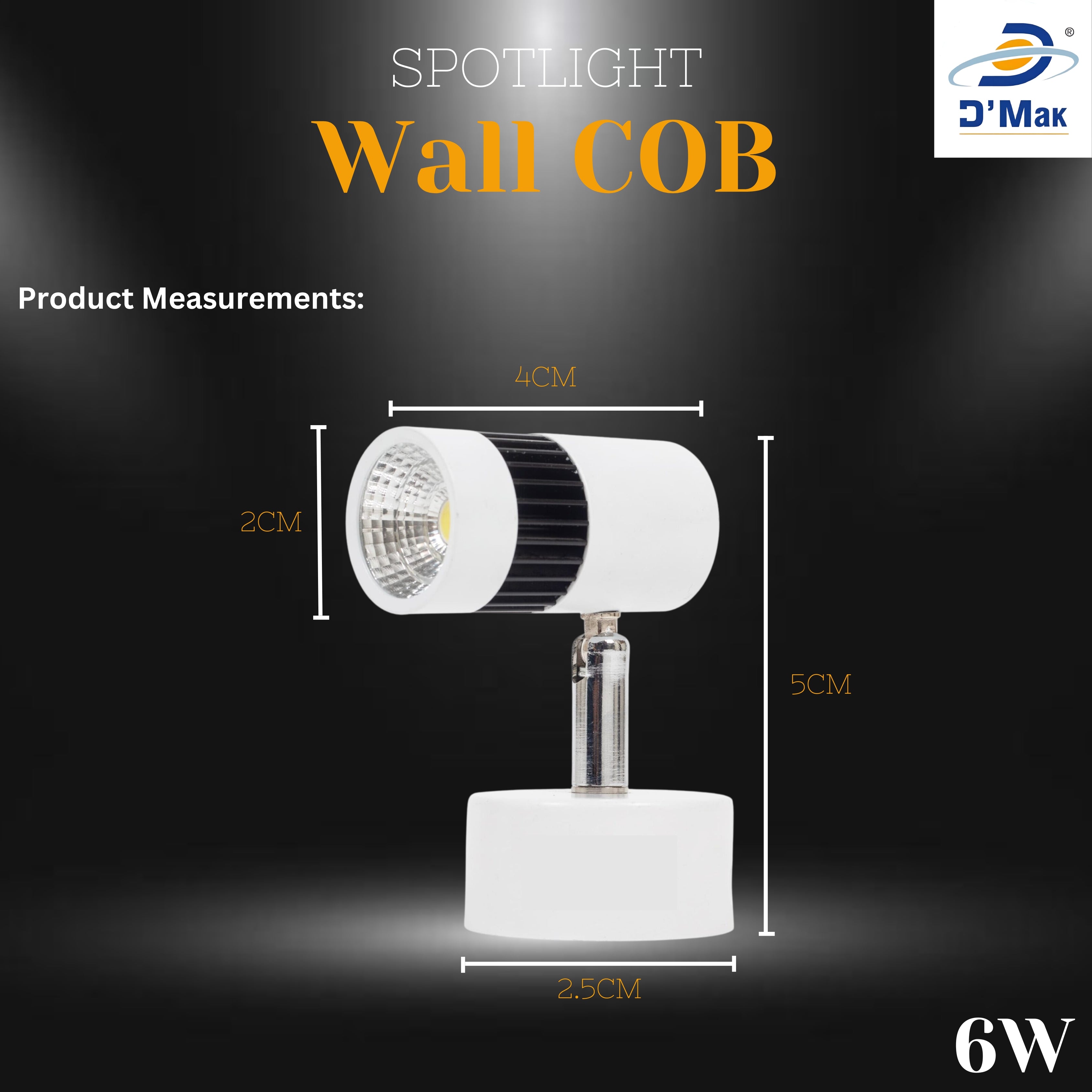 6 Watt Led White Body Wall Light for focusing wall or photo frame