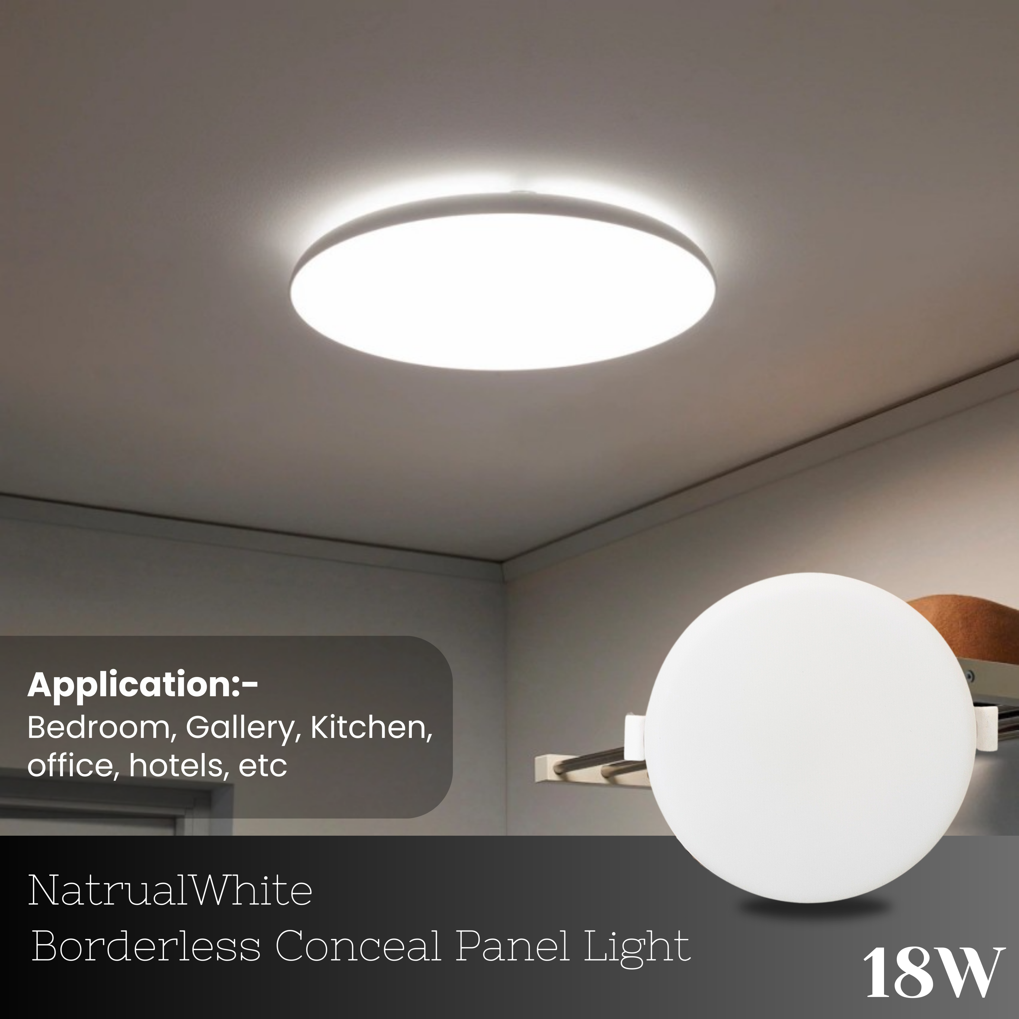 18 Watt  Borderless Conceal Light for POP/ Recessed Lighting in Round Shape with Adjustable base
