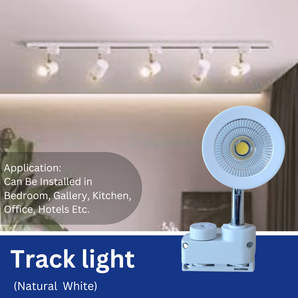 9 Watt LED White Body Track Light for Focusing Wall or Photo Frame
