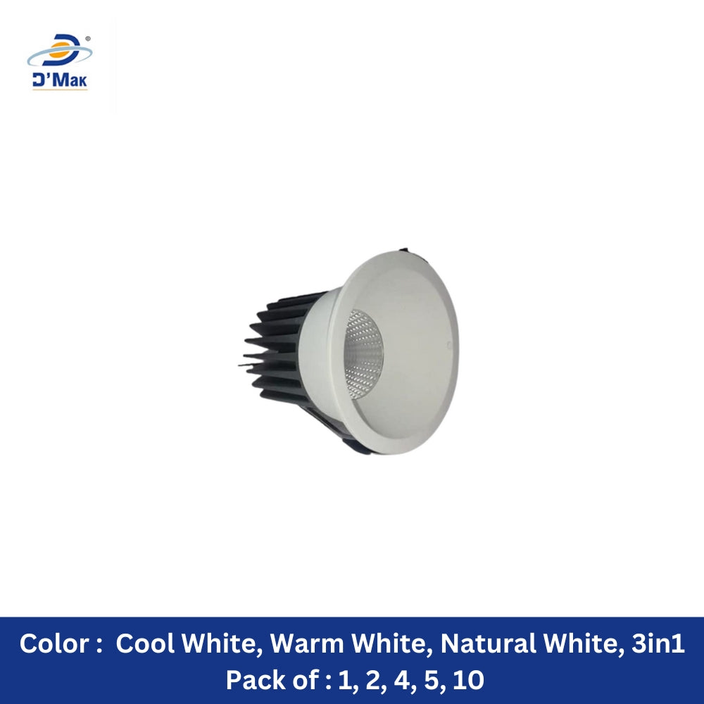 7 Watt Round LED White Body Deep COB Light for POP/ Recessed Lighting