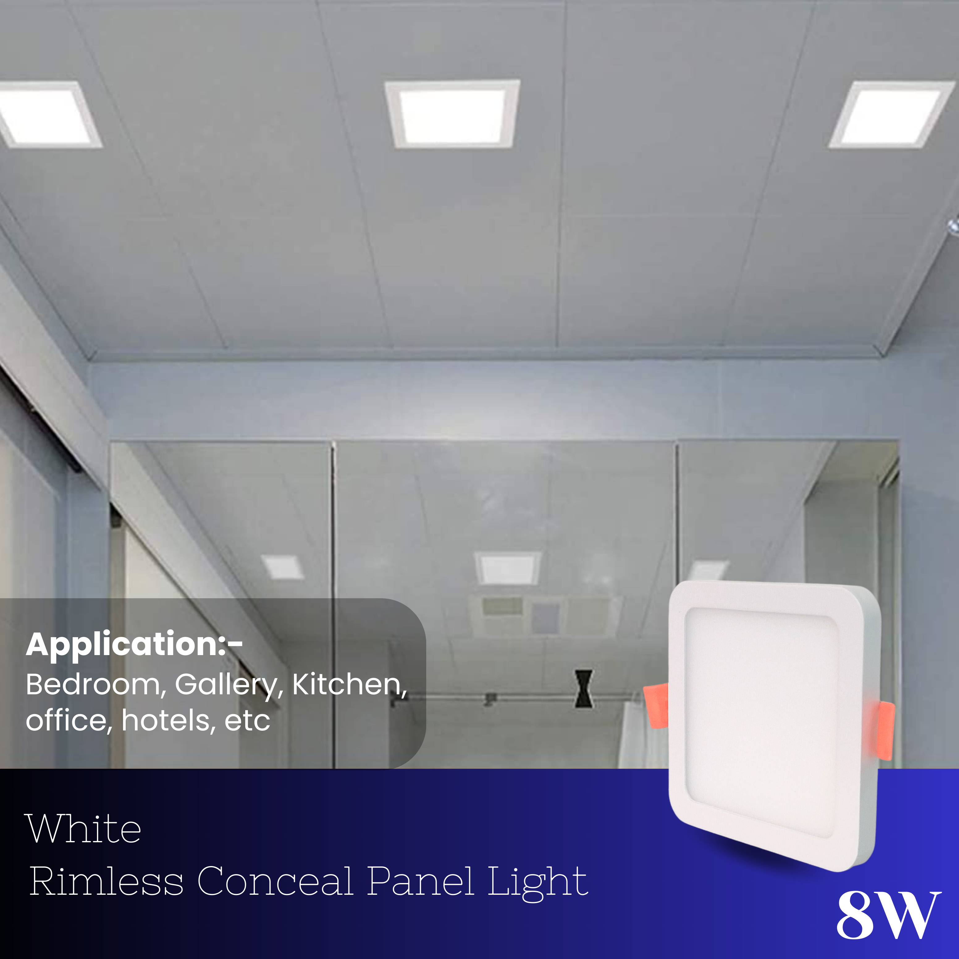 8 Watt Led Rimless Border Conceal Light for POP/ Recessed Lighting