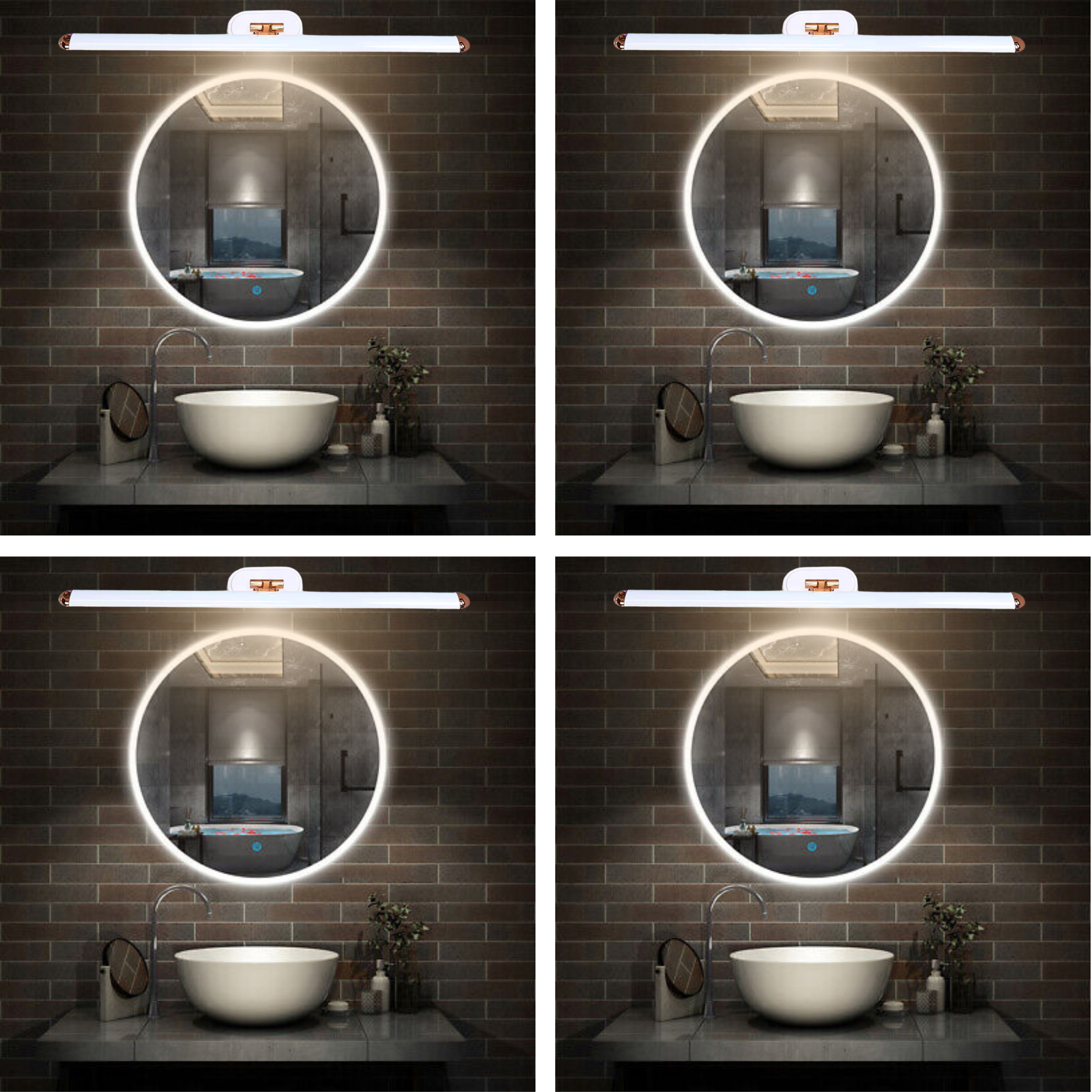 D'Mak 3in1 Color Changing LED Mirror Picture Wall Light, White Body Bathroom Vanity Led Mirror Light