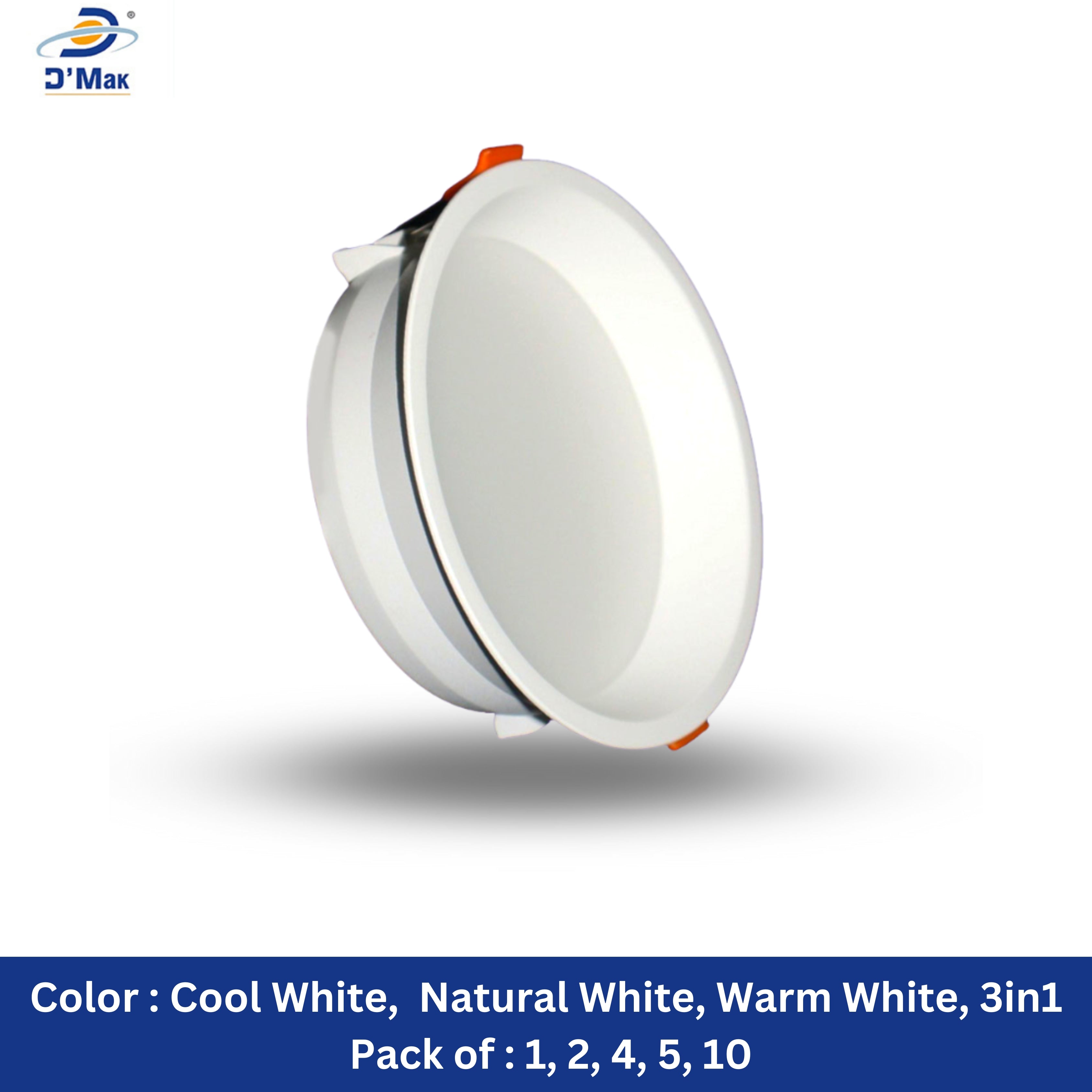 15 Watt Round Deep Down PC (Poly Carbonate) Panel Light in White Body for POP / Recessed Lighting