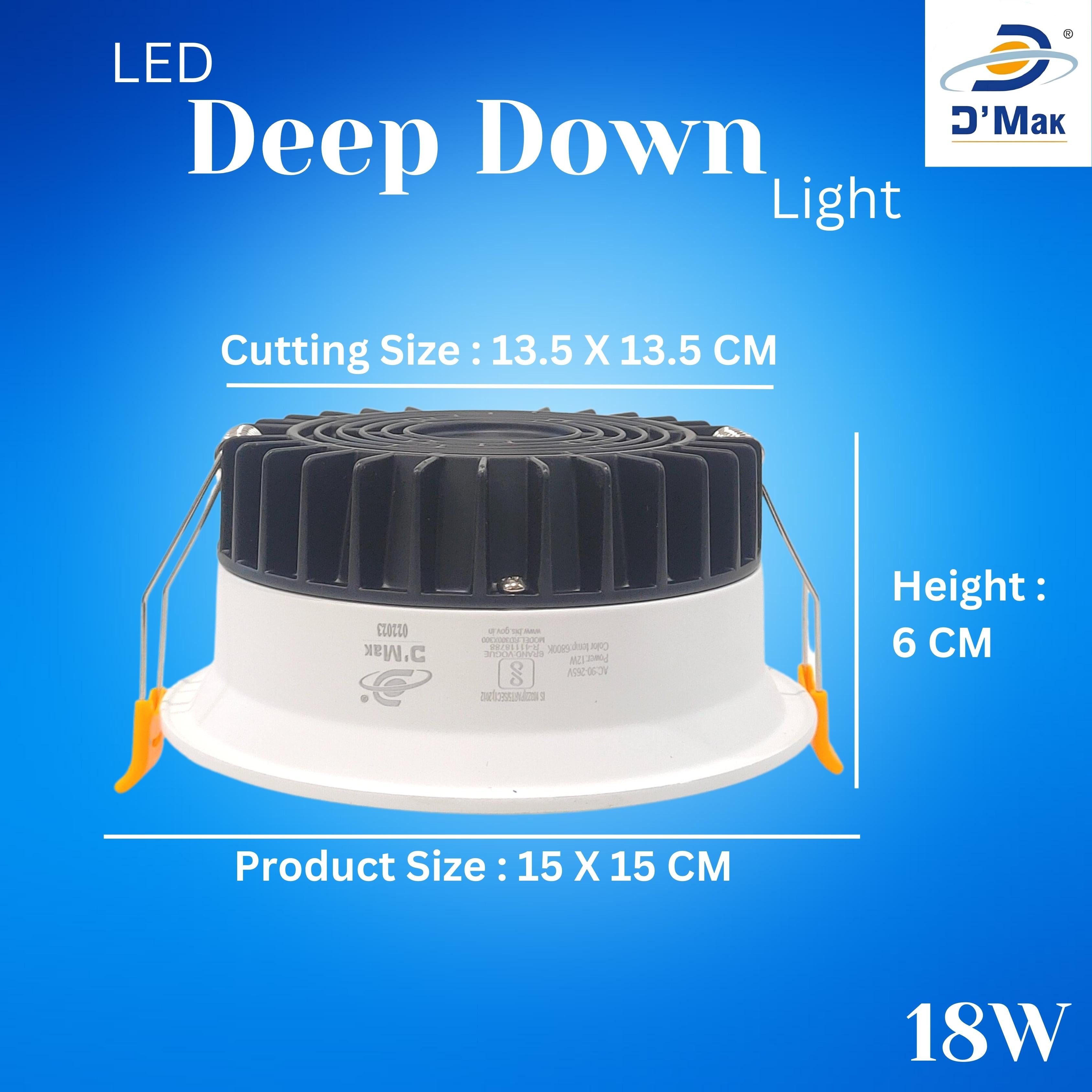 18 Watt Round Deep Down Panel Light for POP / Recessed Lighting