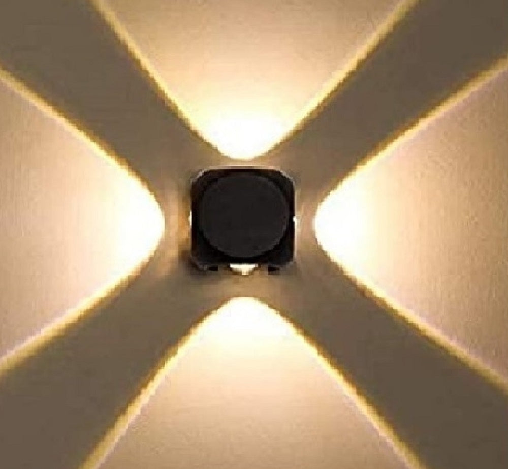 12 Watt 4 Way LED Outdoor Waterproof Exterior Wall Light Fixture Lamp (Warm White) (Up-Down-Left-Right)