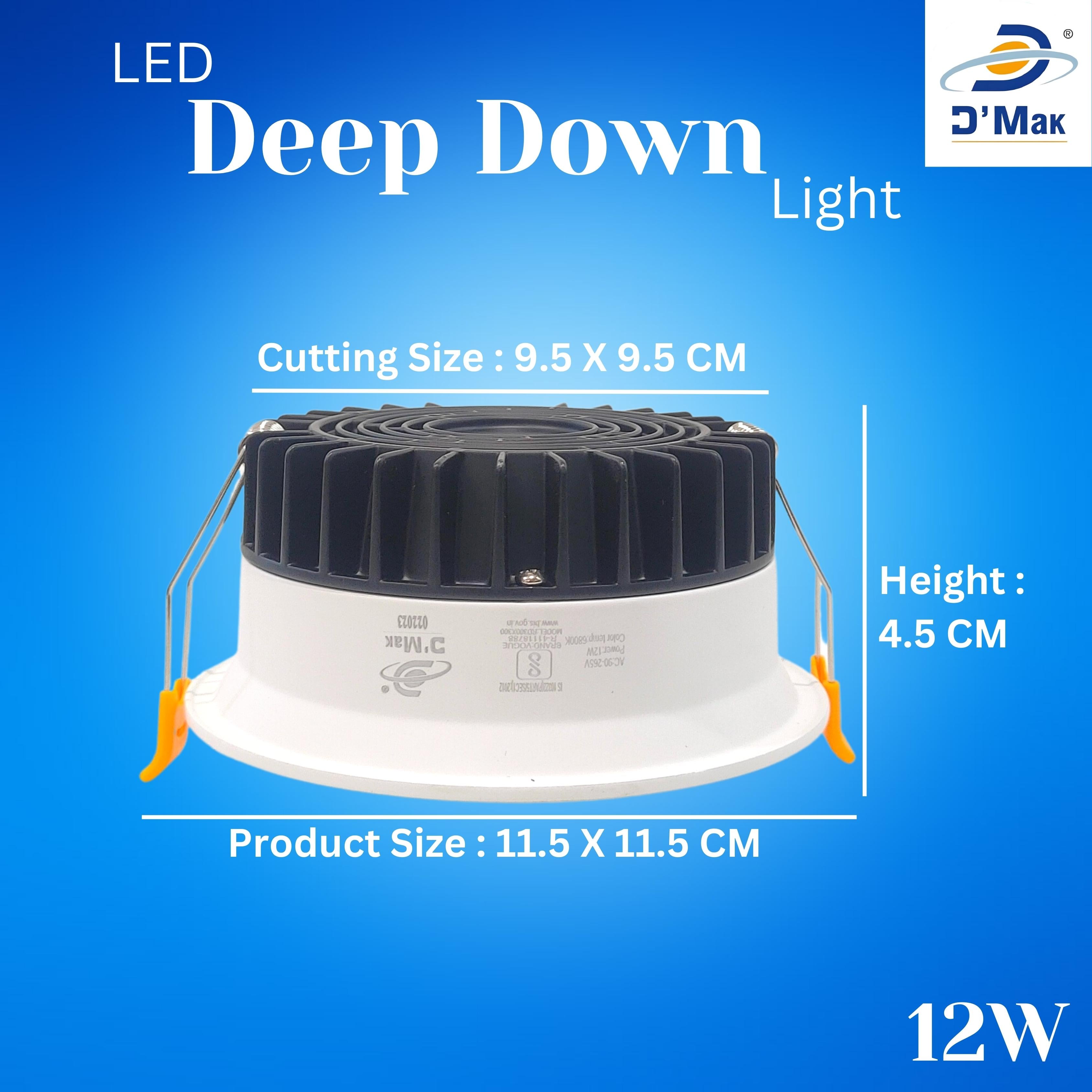 12 Watt Round Deep Down Panel Light for POP / Recessed Lighting