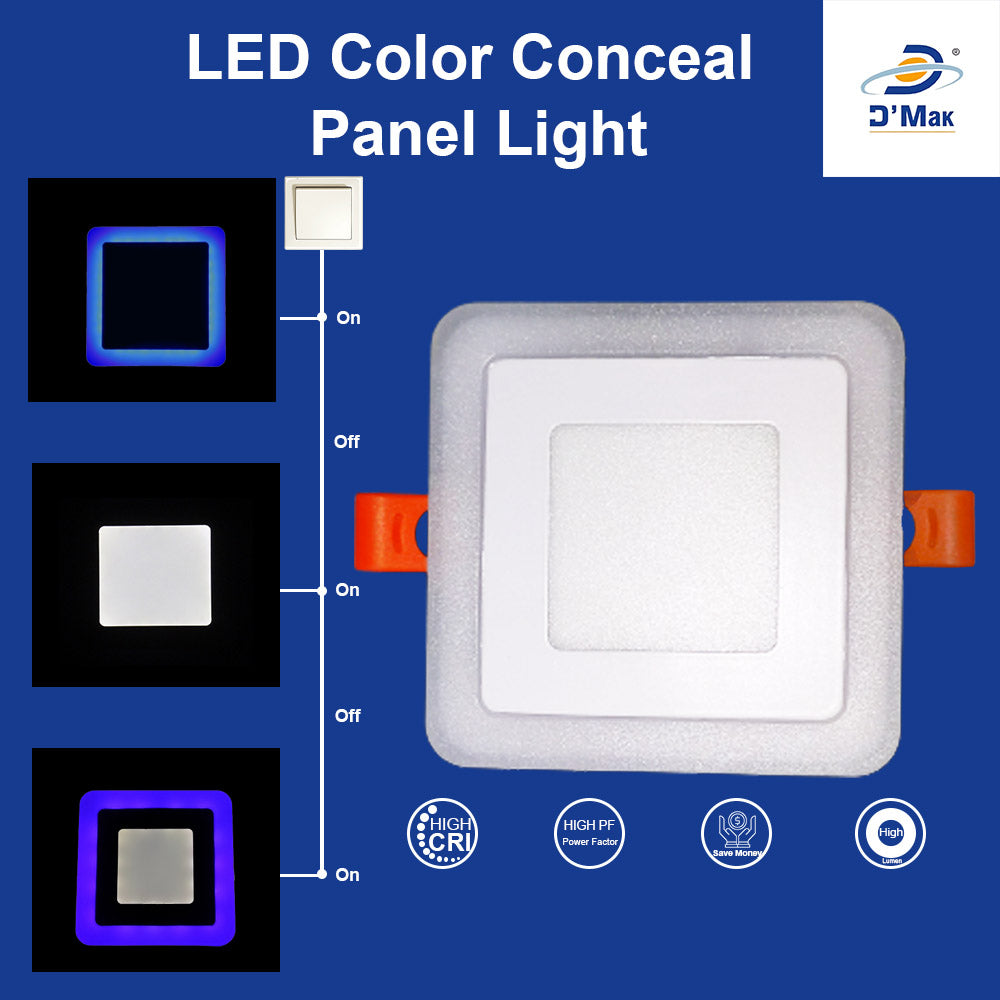 6 Watt (3+3) Double Colour LED Conceal Panel Side 3D Effect Light
