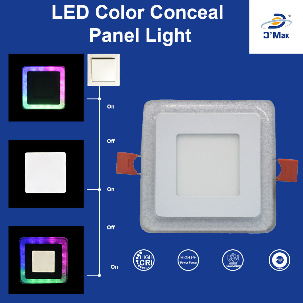 6 Watt (3+3) Double Colour Jelly LED Conceal Panel Side 3D Effect Light