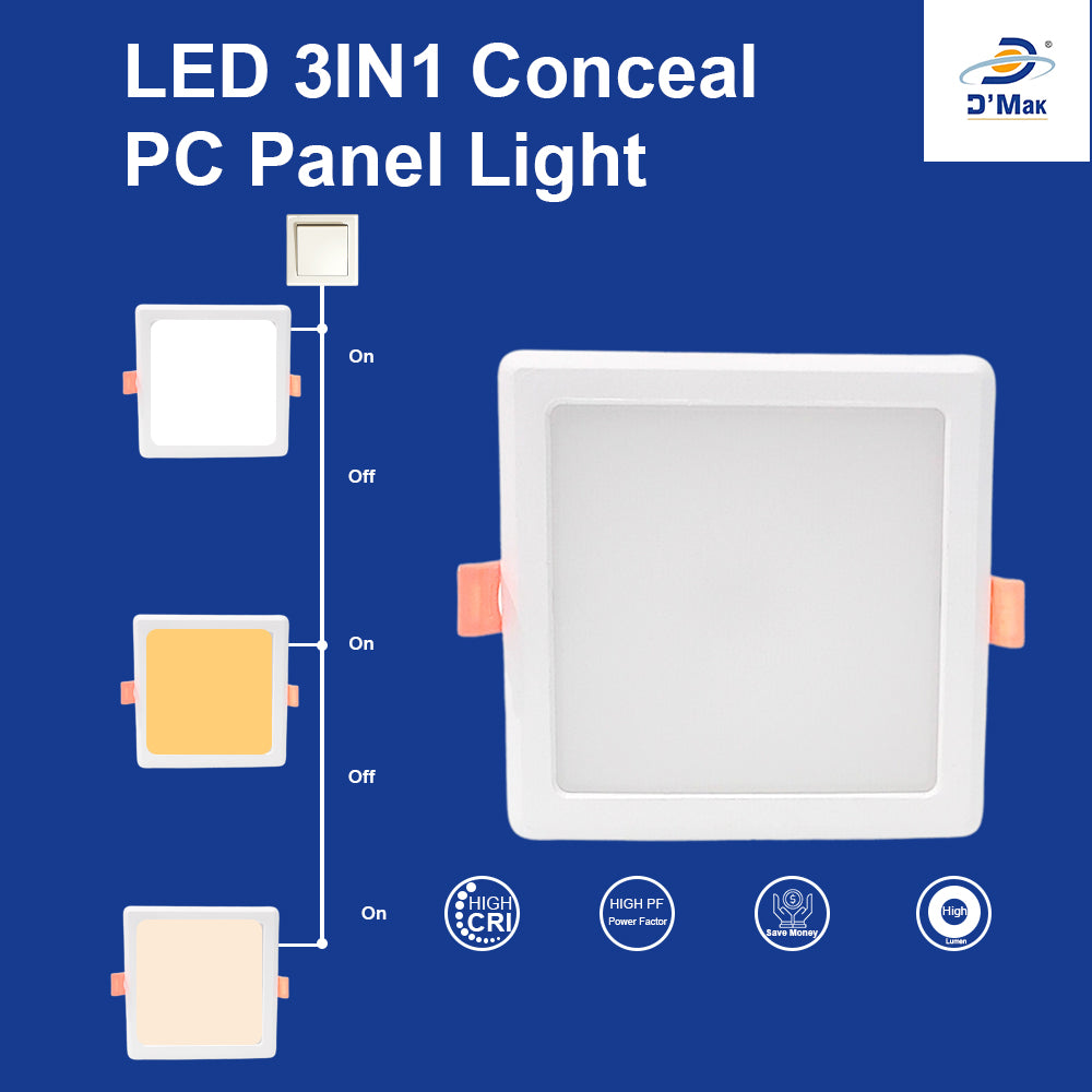 8 Watt LED Conceal PC (Poly Carbonate) Panel Light For POP / Recessed Lighting