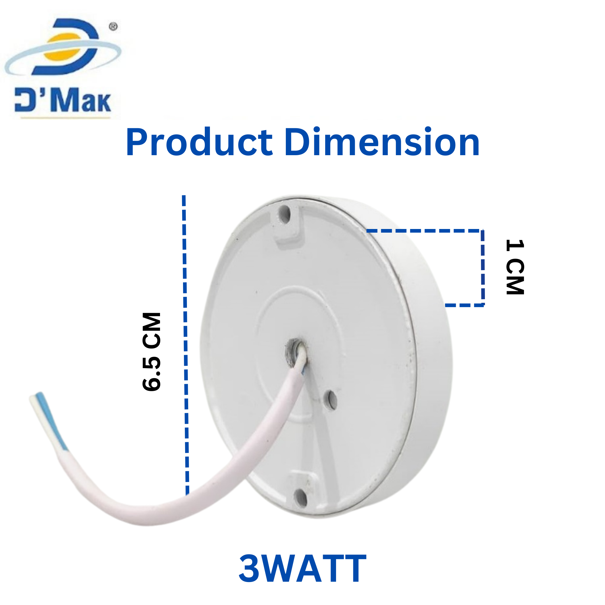 D'Mak 3 Watts Striker Round Led Surface Cabinet Down Light