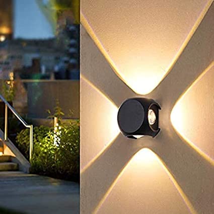4 Watt 4 Way LED Outdoor Waterproof Exterior Wall Light Fixture Lamp (Warm White) (Up-Down-Left-Right)