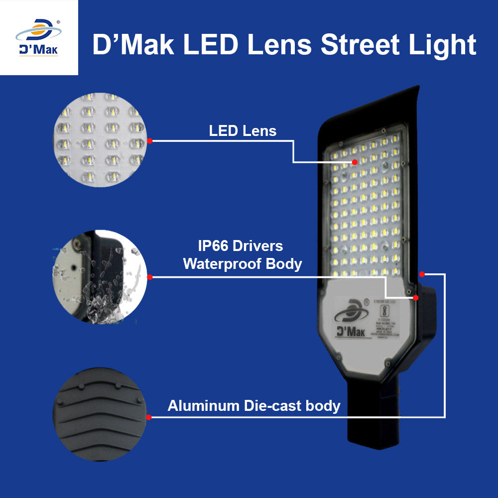72 Watt Automatic Sensor System LED Street Light With Lens Waterproof IP65 for Outdoor Purposes