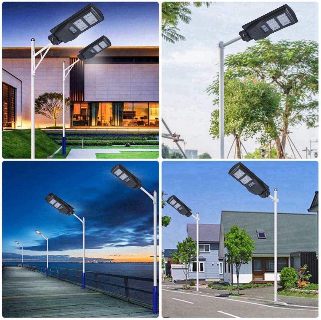 D'Mak Waterproof Solar Street Light with Integrated Solar Panel, LED Flood Light with Auto On/Off and Human Induction, IP65 Waterproof , Cool White , Metal