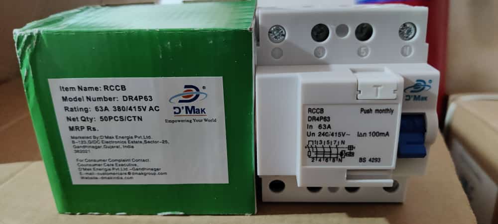 DMAK Switchgear DR4P63 FOUR POLE 63A RCCB