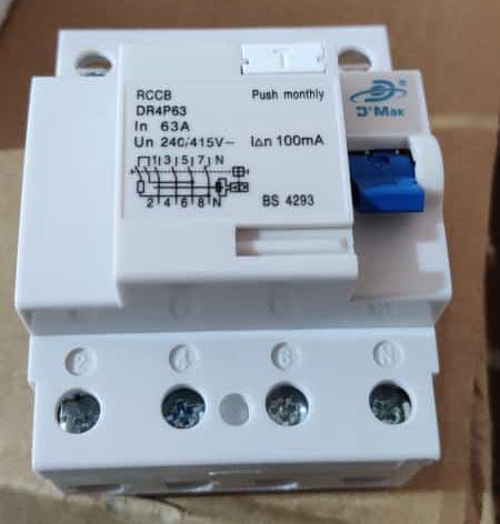 DMAK Switchgear DR4P63 FOUR POLE 63A RCCB