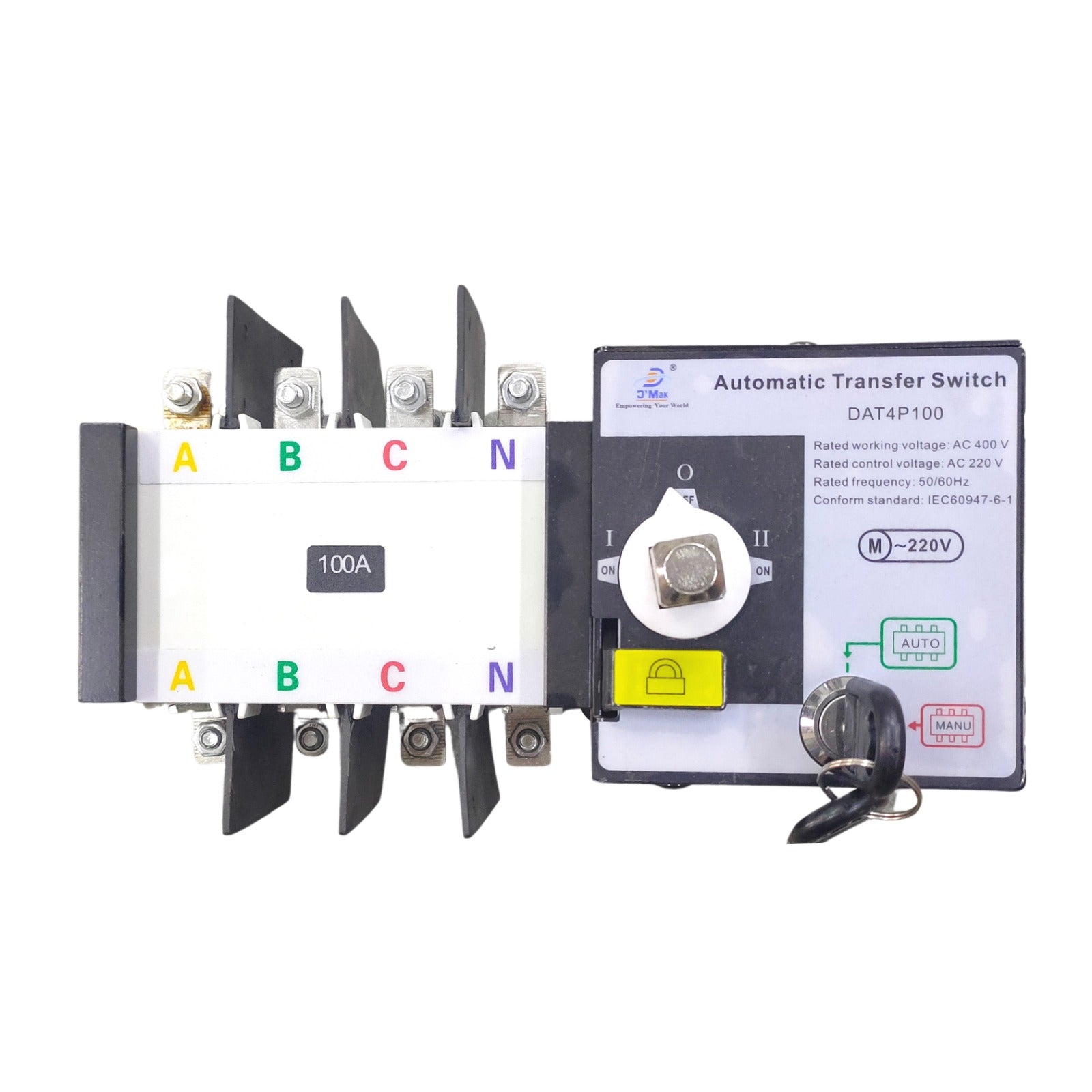DMAK Switchgear 4P 100A AUTOMATIC TRANSFER SWITCH (WITHOUT ENCLOSURE) (DAT4P100)